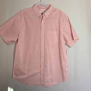Old Navy The Classic Shirt Slim Fit SS Button-Up Pink White Gingham Mens XL